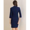 imageAllegra K 2 Piece Suit Skirt Set for Womens Notched Collar Casual Business Skirt Suit Set and Blazer Pencil SkirtsDark Blue