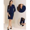 imageAllegra K 2 Piece Suit Skirt Set for Womens Notched Collar Casual Business Skirt Suit Set and Blazer Pencil SkirtsDark Blue