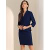 imageAllegra K 2 Piece Suit Skirt Set for Womens Notched Collar Casual Business Skirt Suit Set and Blazer Pencil SkirtsDark Blue