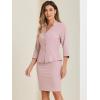 imageAllegra K 2 Piece Suit Skirt Set for Womens Notched Collar Casual Business Skirt Suit Set and Blazer Pencil SkirtsGrey Pink