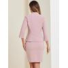 imageAllegra K 2 Piece Suit Skirt Set for Womens Notched Collar Casual Business Skirt Suit Set and Blazer Pencil SkirtsGrey Pink