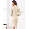imageAllegra K 2 Piece Suit Skirt Set for Womens Notched Collar Casual Business Skirt Suit Set and Blazer Pencil SkirtsLight Khaki