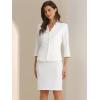 imageAllegra K 2 Piece Suit Skirt Set for Womens Notched Collar Casual Business Skirt Suit Set and Blazer Pencil SkirtsWhite