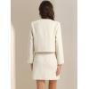 imageAllegra K 2 Piece Tweed Plaid Skirt Set for Womens Business Collarless Blazer and Mini Skirt Suit SetsWhite