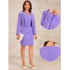 imageAllegra K Business Blazer Dress Suit Sets for Women Casual Long Sleeve Blazer and Sleeveless Dresses Work Office OutfitsPurple