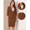 imageAllegra K Business Skirt Suit Set for Womens 2 Piece Office Work Outfit Collarless Blazer Pencil SkirtBrown
