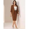 imageAllegra K Business Skirt Suit Set for Womens 2 Piece Office Work Outfit Collarless Blazer Pencil SkirtBrown