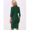 imageAllegra K Business Skirt Suit Set for Womens 2 Piece Office Work Outfit Collarless Blazer Pencil SkirtDark Green