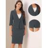 imageAllegra K Business Skirt Suit Set for Womens 2 Piece Office Work Outfit Collarless Blazer Pencil SkirtDark Grey