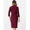 imageAllegra K Business Skirt Suit Set for Womens 2 Piece Office Work Outfit Collarless Blazer Pencil SkirtDark Red
