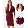 imageAllegra K Business Skirt Suit Set for Womens 2 Piece Office Work Outfit Collarless Blazer Pencil SkirtDark Red