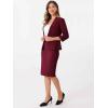 imageAllegra K Business Skirt Suit Set for Womens 2 Piece Office Work Outfit Collarless Blazer Pencil SkirtDark Red