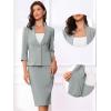 imageAllegra K Business Skirt Suit Set for Womens 2 Piece Office Work Outfit Collarless Blazer Pencil SkirtGray