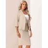 imageAllegra K Business Skirt Suit Set for Womens 2 Piece Office Work Outfit Collarless Blazer Pencil SkirtKhaki