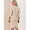 imageAllegra K Business Skirt Suit Set for Womens 2 Piece Office Work Outfit Collarless Blazer Pencil SkirtKhaki