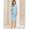 imageAllegra K Business Skirt Suit Set for Womens 2 Piece Office Work Outfit Collarless Blazer Pencil SkirtLight Blue