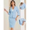 imageAllegra K Business Skirt Suit Set for Womens 2 Piece Office Work Outfit Collarless Blazer Pencil SkirtLight Blue