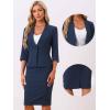 imageAllegra K Business Skirt Suit Set for Womens 2 Piece Office Work Outfit Collarless Blazer Pencil SkirtNavy Blue