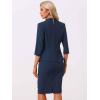 imageAllegra K Business Skirt Suit Set for Womens 2 Piece Office Work Outfit Collarless Blazer Pencil SkirtNavy Blue