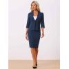imageAllegra K Business Skirt Suit Set for Womens 2 Piece Office Work Outfit Collarless Blazer Pencil SkirtNavy Blue