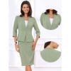 imageAllegra K Business Skirt Suit Set for Womens 2 Piece Office Work Outfit Collarless Blazer Pencil SkirtPea Green