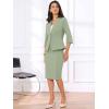imageAllegra K Business Skirt Suit Set for Womens 2 Piece Office Work Outfit Collarless Blazer Pencil SkirtPea Green