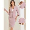 imageAllegra K Business Skirt Suit Set for Womens 2 Piece Office Work Outfit Collarless Blazer Pencil SkirtPink