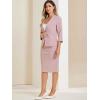 imageAllegra K Business Skirt Suit Set for Womens 2 Piece Office Work Outfit Collarless Blazer Pencil SkirtPink