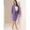 imageAllegra K Business Skirt Suit Set for Womens 2 Piece Office Work Outfit Collarless Blazer Pencil SkirtPurple