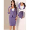 imageAllegra K Business Skirt Suit Set for Womens 2 Piece Office Work Outfit Collarless Blazer Pencil SkirtPurple