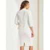 imageAllegra K Business Skirt Suit Set for Womens 2 Piece Office Work Outfit Collarless Blazer Pencil SkirtWhite
