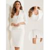 imageAllegra K Business Skirt Suit Set for Womens 2 Piece Office Work Outfit Collarless Blazer Pencil SkirtWhite