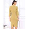 imageAllegra K Business Skirt Suit Set for Womens 2 Piece Office Work Outfit Collarless Blazer Pencil SkirtYellow