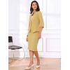 imageAllegra K Business Skirt Suit Set for Womens 2 Piece Office Work Outfit Collarless Blazer Pencil SkirtYellow