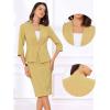 imageAllegra K Business Skirt Suit Set for Womens 2 Piece Office Work Outfit Collarless Blazer Pencil SkirtYellow