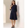 imageAllegra K Business Skirt Suit Sets for Womens 2 Piece Outfits Office 34 Sleeve Blazer Jacket Pleated SkirtsDark Blue