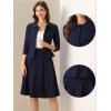 imageAllegra K Business Skirt Suit Sets for Womens 2 Piece Outfits Office 34 Sleeve Blazer Jacket Pleated SkirtsDark Blue