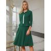 imageAllegra K Business Skirt Suit Sets for Womens 2 Piece Outfits Office 34 Sleeve Blazer Jacket Pleated SkirtsDark Green