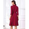 imageAllegra K Business Skirt Suit Sets for Womens 2 Piece Outfits Office 34 Sleeve Blazer Jacket Pleated SkirtsDark Red