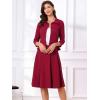 imageAllegra K Business Skirt Suit Sets for Womens 2 Piece Outfits Office 34 Sleeve Blazer Jacket Pleated SkirtsDark Red