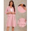 imageAllegra K Business Skirt Suit Sets for Womens 2 Piece Outfits Office 34 Sleeve Blazer Jacket Pleated SkirtsDusty Pink