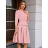imageAllegra K Business Skirt Suit Sets for Womens 2 Piece Outfits Office 34 Sleeve Blazer Jacket Pleated SkirtsDusty Pink