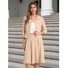 imageAllegra K Business Skirt Suit Sets for Womens 2 Piece Outfits Office 34 Sleeve Blazer Jacket Pleated SkirtsKhaki