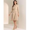 imageAllegra K Business Skirt Suit Sets for Womens 2 Piece Outfits Office 34 Sleeve Blazer Jacket Pleated SkirtsKhaki