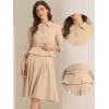 imageAllegra K Business Skirt Suit Sets for Womens 2 Piece Outfits Office 34 Sleeve Blazer Jacket Pleated SkirtsKhaki