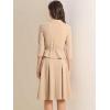 imageAllegra K Business Skirt Suit Sets for Womens 2 Piece Outfits Office 34 Sleeve Blazer Jacket Pleated SkirtsKhaki