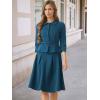 imageAllegra K Business Skirt Suit Sets for Womens 2 Piece Outfits Office 34 Sleeve Blazer Jacket Pleated SkirtsLake Blue