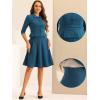imageAllegra K Business Skirt Suit Sets for Womens 2 Piece Outfits Office 34 Sleeve Blazer Jacket Pleated SkirtsLake Blue