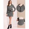 imageAllegra K Business Suit Set for Womens 2 Piece Outfits Plaid Tweed Easter Short Blazer Jacket and Skirt SetsBlack