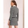 imageAllegra K Business Suit Set for Womens 2 Piece Outfits Plaid Tweed Easter Short Blazer Jacket and Skirt SetsBlack
